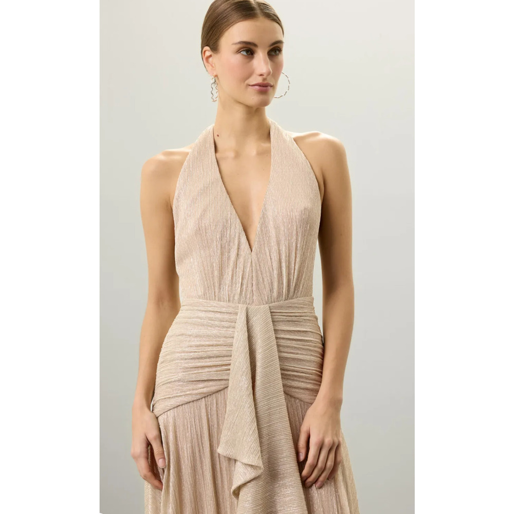 PatBO Lurex Draped Maxi Gold Dress Size US4 - Picture 2 of 9
